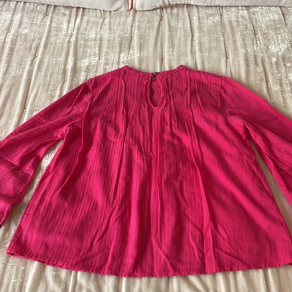 Anthropologie Harmony Hot Pink Lace Embroidered Blouse Size Small - Picture 11 of 14